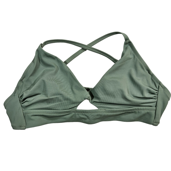 Shade & Shore Underwire Longline Cutout Strappy Bikini Top, Sage Green, 32C - Picture 6 of 13